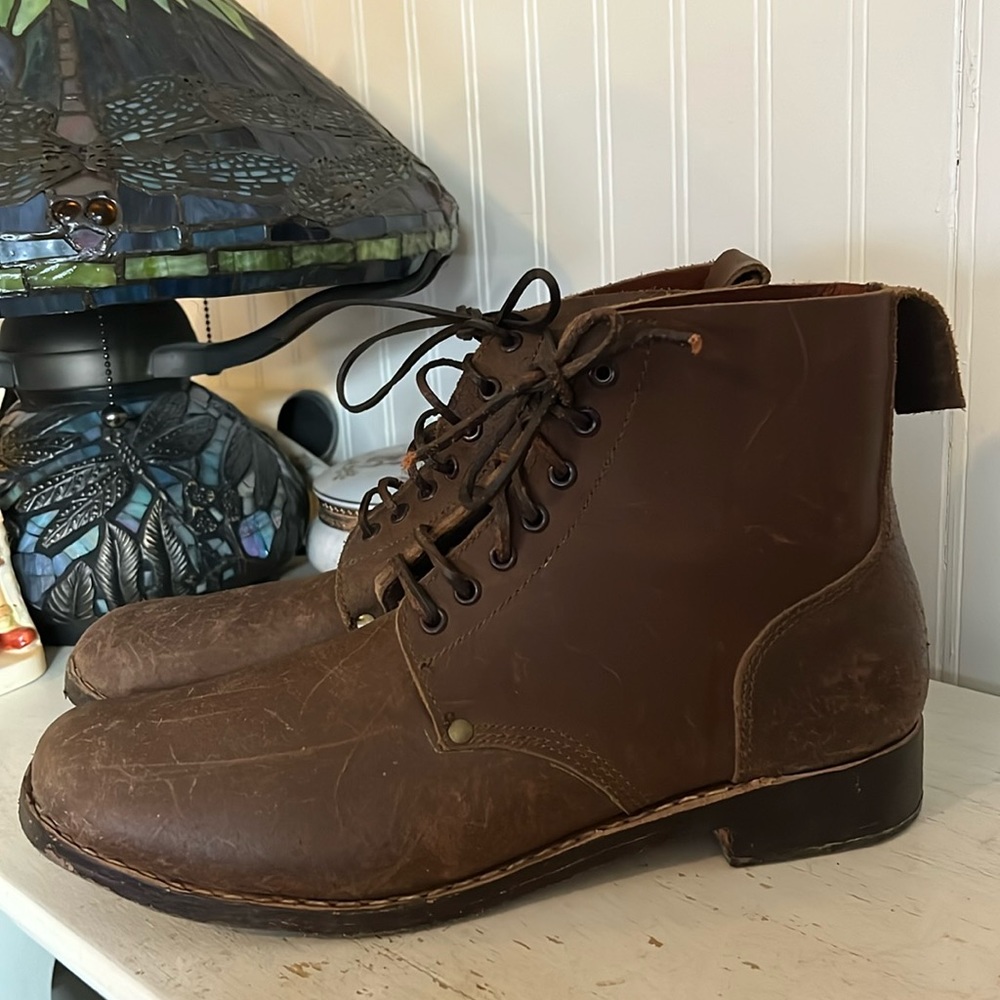 RARE Handmade Hobnail climbing or work boots size 14 brown leather